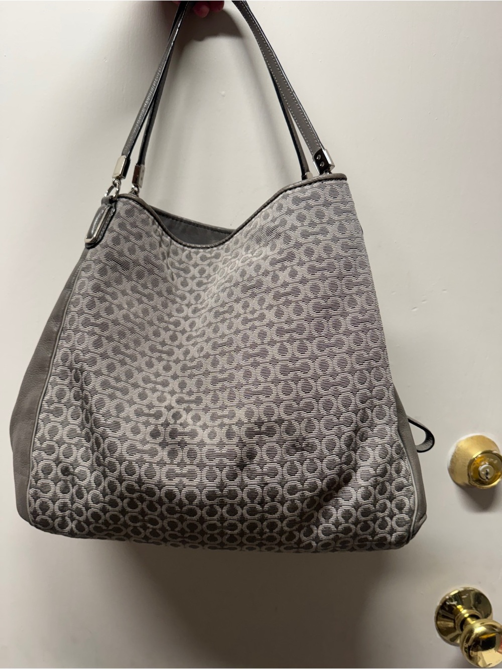 Coach Signature Jacquard Gray Hobo Bag with hangtags